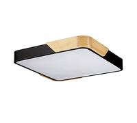 Relaxdays 10025172_46 Lampe de Plafond LED, plafonnier carré, Bois et métal, 36 W, luminaire Couloir, HxLxP : 5 x 40 x 40 cm, Noir, Plastique