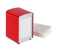 Relaxdays 10025508_47, rouge Distributeur table, Vintage Rétro restaurant Support porte serviette HxlxP: 15x9,5x11 cm