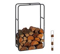 Relaxdays 10026018_948 Étagère à Bois, Acier, Anthracite, 100 x 60 x 25 cm