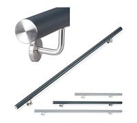 Relaxdays 10026021_632 Rampe, main courante ronde, Escalier Aluminium 150 cm, intérieur métal, Ø 42mm, anthracite, inox, 12 x 150 x 8 cm