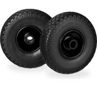 Relaxdays Paire de roues pour camion à sac, anticrevaison, pneus en caoutchouc solide 3.00-4, jante en acier, essieu 25 mm, 100 kg, 25 x 7,5 mm, noir