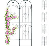 Relaxdays Treillis Jardin Fer Set de 2 clôture Plante grimpante Grille Fleurs Arceau Rosier 180 x 50 cm A, Vert foncé