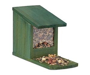 Relaxdays 10026312_747 Mangeoire pour écureuils, Distributeur Nourriture, à Installer, Bois, HLP: 17,5 x 12 x 25 cm, Vert foncé, Plastique