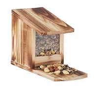 Relaxdays 10026312_972 Mangeoire pour écureuils, Distributeur Nourriture, à Installer, Bois, HLP: 17,5 x 12 x 25 cm, flammé, Plastique, Marron