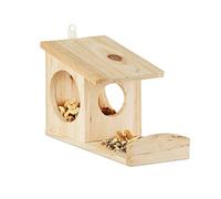 Relaxdays 10026317_126 Mangeoire pour écureuils, Distributeur de Nourriture, à accrocher, Bois, HLP: 17,5 x 14 x 25cm, Naturel, Nature, 5 x 14 x 25 cm