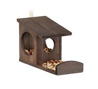 Relaxdays 10026317_746 Mangeoire pour écureuils, Distributeur de Nourriture, à accrocher, Bois, HLP: 17,5 x 14 x 25cm, Marron foncé, Brun, 5 x 12 x 25 cm