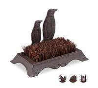 Relaxdays 10026400_998 Brosse à Chaussures, Fonte, Poils Robustes, Antique Design, Vestibule, paillasson, Pingouin, Marron, Fibre de Coco, 17 x 24 x 14cm