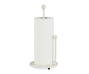 Relaxdays 10026417 Support de Rouleau Pieds, Fonte de Fer, Porte-sopalin Retro, Style Rustique, Hauteur: 33 cm, Blanc, Weiß