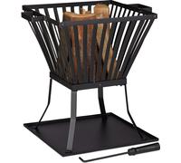 relaxdays Corbeille à feu XL noire