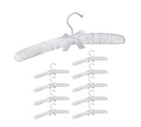 Relaxdays 10026615_1043 satin, Set de 10, Cintre rembourré doux pour vestes, Crochet rotatif 360°, 38 cm, noeud, blanc, bois, tissu, métal, 14 x 38 x 3 cm