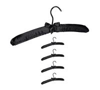Relaxdays 10026615_1063 Satin, Set de 5, Cintre rembourré Doux pour Vestes, Crochet Rotatif 360°, 38 cm, Noeud, Noir