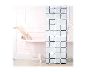 Relaxdays 10026666_1051 Carré, 80x240 cm, Rideau de douche, baignoire bain store, fixation plafond, semi-transparent, PVC, plastique, aluminium, 240 x 80 x 5 cm
