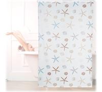Relaxdays 10026667_1048 Ocean, 140x240 cm, Rideau de douche, baignoire bain store, fixation plafond, semi-transparent, PVC, plastique, aluminium, 240 x 140 x 5 cm
