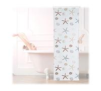Relaxdays 10026667_1051 Ocean, 80x240 cm, Rideau de douche, baignoire bain store, fixation plafond, semi-transparent, PVC, plastique, aluminium, 240 x 80 x 5 cm