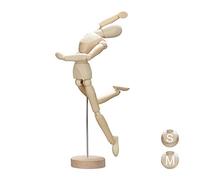Relaxdays 10026737_59 Mannequin en Bois articulé,Modèle de Dessin pour Artistes avec Support, 32,5 cm de Haut, Naturel, métal, Marron, 32,5 x 7,5 x 7 cm