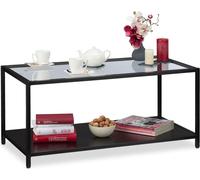 relaxdays 10026769_0 relaxdays Table basse en verre noir 100,0cm x 50,0cm x 42,0 cm