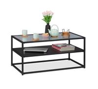 relaxdays 10026789_0 relaxdays Table basse en verre noir 90,0cm x 50,0cm x 42,0 cm