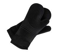 Relaxdays 10027241_46 Four Silicone, thermorésistant, Gants de grillade antidérapants, Doublure intérieure, Couleurs, Noir