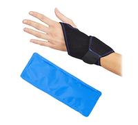 Relaxdays 10027262 Attelle poignet gel froid chaud, poche de glace, main, compresse, bandage articulation, bleu/noir, PVC, polyester, 1