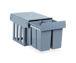 Relaxdays 10027288, gris Poubelle montée de cuisine, Extracteur, système tri des déchet, plastique, 4x 8 l, HLP: 35 x 34 x 48 cm