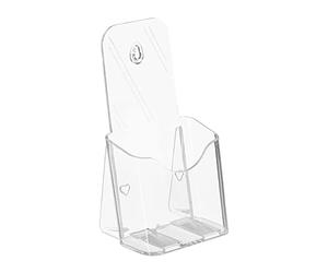 Relaxdays 10027300 Présentoir à flyers, DIN long, compartiment, pour tenir & accrocher, acrylique, 20 x 11 x 8,5 cm, transparent, 1 élément