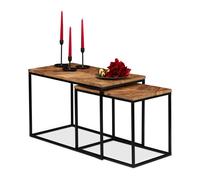 relaxdays 10027622_0 relaxdays Set de tables d'appoint marron rectangulaire