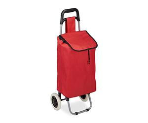 Relaxdays 10027828_47 Chariot de courses pliable sac amovible 28 L,caddie pour achats roulettes HlP 92,5x 42 x 28 cm rouge, Tissu, 1