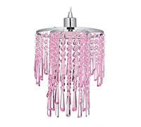 Relaxdays 10028041_113 Lampe suspension, Lustre stylé, Douille E27,60 W, verre de cristal, acier lampadaire diamètre 22 cm, rose, 136 x 22 x 22 cm
