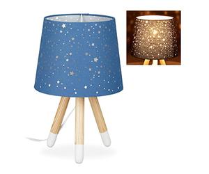 Relaxdays 10028043_45 Lampe de Chevet veilleuse pour Enfants,garçons et Filles,E14. Abat-Jour Rond, 40cm de Hauteur, Bleu