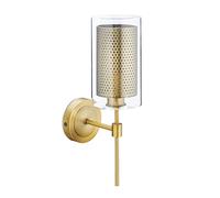 relaxdays 10028054 Lampe Murale Rustique, à Une Ampoule en Verre et métal, E14, Style Industriel, Vintage 35 x 10 x 16 cm, dorée, Acier, Or