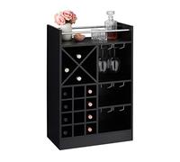 Relaxdays 10028075_46, noir Étagère, Rangement pour 8 bouteilles, verre, support à vin, 63 x 50 x 28 cm