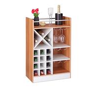 Relaxdays 10028075_93, marron Étagère, Rangement pour 8 bouteilles, verre, support à vin, 63 x 50 x 28 cm