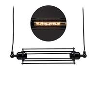 Relaxdays 10028389 Lampe suspension style fer forgé, Cage en look retro, métal, Abat-jour ouvert E27, réglable, noir, plastique, 1 élément