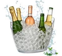 Relaxdays Seau à glaçon, récipient 6 l, rafraîchir champagne, bière & vin, plastique, HLP 25,5x34,5x26 cm, transparent