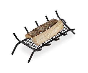 relaxdays 10028778_60 acier, HxlxP 17x69x34 cm porte-bûches solide, bois de cheminée, grill, support pieds, noir, 17 x 69 x 34 cm