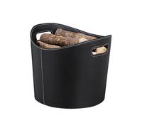 Relaxdays Panier à bûches L, Range bois de cheminée, Porte-revues porte-journaux similicuir, noir