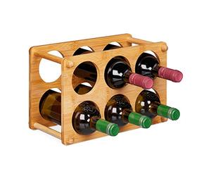 Relaxdays 10028815 Etagère, 6 Bouteilles, Support Cuisine, Cave, Salon, Rangement à vin 21x32x18,5 cm, Nature