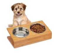 relaxdays 10028852_59 relaxdays station d'alimentation pour chien/chat marron 18.0 x 18.0 x 10.0 cm