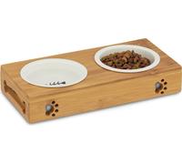 relaxdays 10028853_58 relaxdays station d'alimentation pour chien/chat marron 29,5 x 14,0 x 5,5 cm