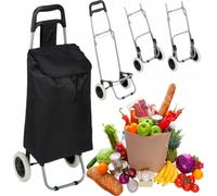 Relaxdays Chariot de Courses, Pliable, 25 L Sac d’achats avec roulettes,Chargeable Jusqu’à 10 kg, 91 x 40 x 30 cm, Noir