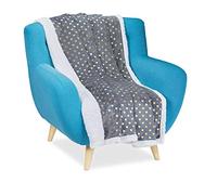 Relaxdays 10029495_470 Couverture Polaire, cœurs dorés, Couette Douce avec Apparence en Laine d’Agneau, Double, 150x200 cm, Polyester, Gris, 1