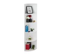 relaxdays 10029592_0 relaxdays Étagère d'angle blanche 5 tablettes