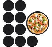 Relaxdays Plaque à pizza, lot de 10, rond, antiadhésif, tartes flambées, acier au carbone, moule, ∅ 32 cm, noir