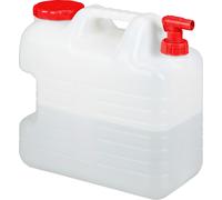 Relaxdays Jerricane d’Eau avec Robinet, Couvercle à Visser, bidon à Eau de Camping, 20 L, sans BPA, Blanc-Rouge