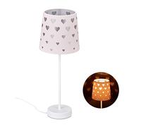 Relaxdays 10032277_113 Lampe de table de nuit, coeurs, abat jour en tissu, pour bébés et enfants, HxD 43 x 16 cm, rose, 43 x 16 x 16 cm