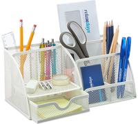 relaxdays 10032560_0 Organiseur de bureau blanc