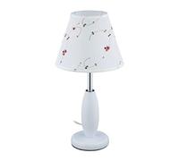 Relaxdays 10034192 Lampe de Table, Abat-Jour Fleurs, Douille E27, de Salon, Style campagnard, de Chevet, Hxd 45,5x23 cm, Blanc