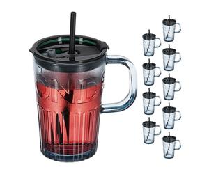 Relaxdays 10x jarres, chacun ayant une paille