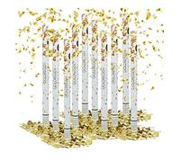 Relaxdays 10x Lanceurs confettis 80 cm canons Party Popper fête décoration Mariage Cadeau Anniversaire portée 6-8 m, doré
