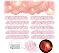 relaxdays 10x Roses Guirlande lumineuse rose